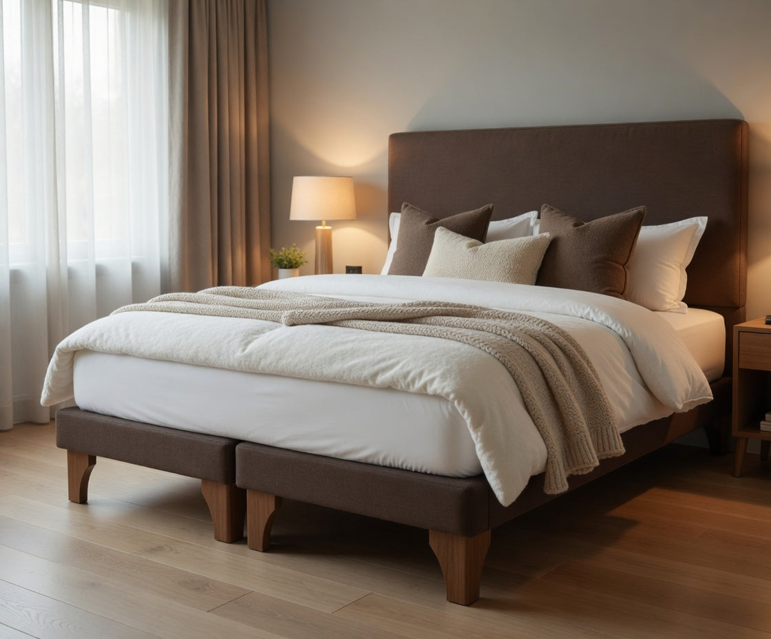 Base Dividida Cama Europea Super King 200x200 CM Chocolate Felpa