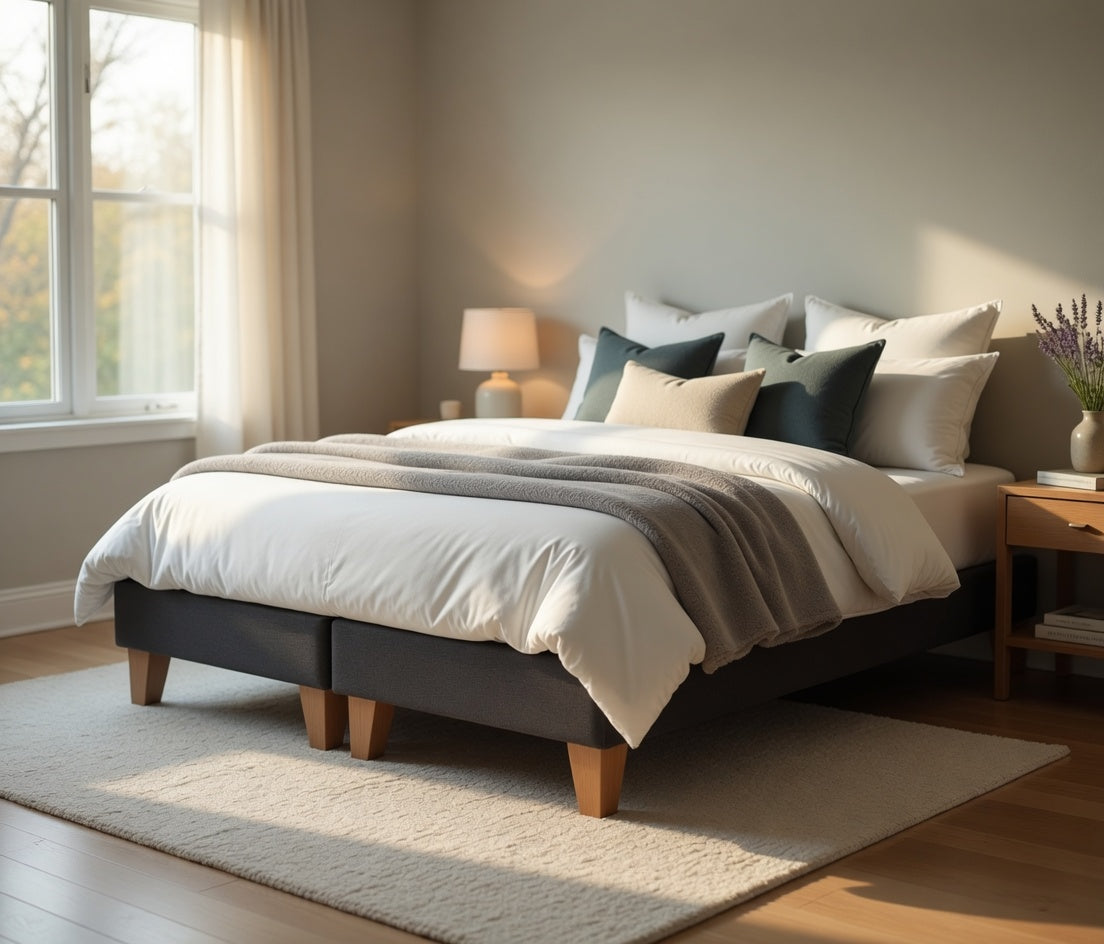 Base Dividida Cama Europea Super King 200x200 CM Gris Grafito Lino