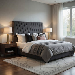 Respaldo Elegante King Capitone 180x60 CM Gris Claro Lino