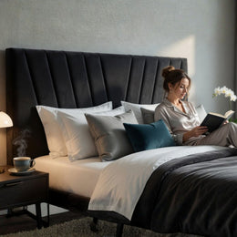 Respaldo Elegante King Capitone 180x60 CM Gris Oscuro Lino