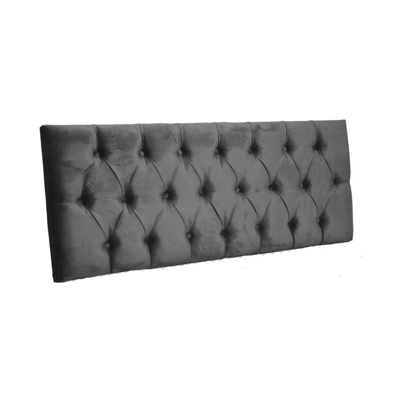 Respaldo Elegante King Capitone 180x60 CM Gris Oscuro Felpa