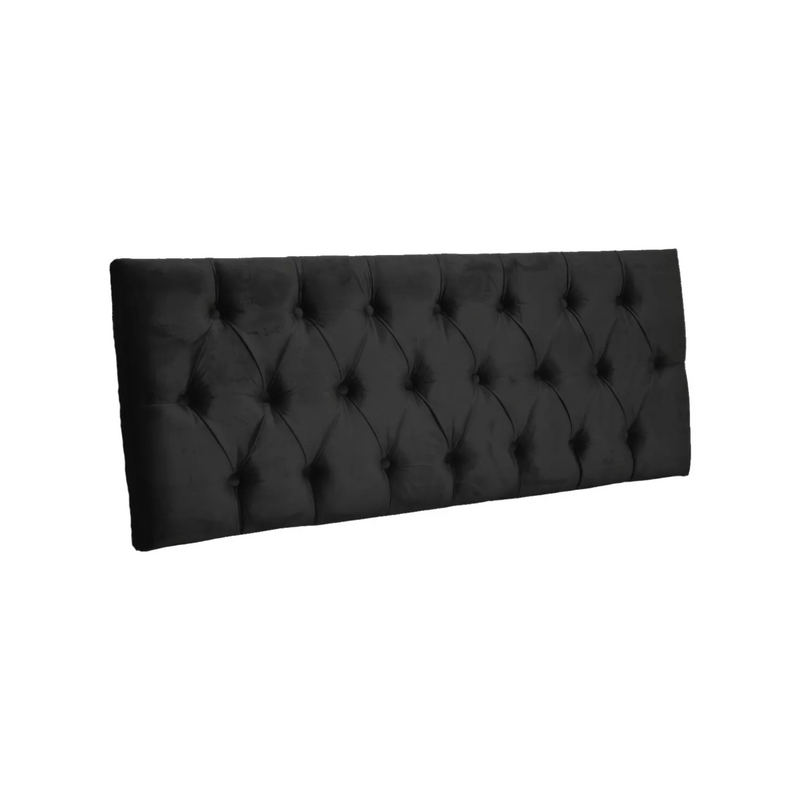 Respaldo Elegante King Capitone 180x60 CM Negro Felpa Botones