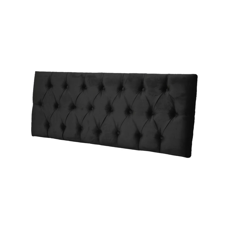 Respaldo Elegante King Capitone 180x60 CM Negro Felpa Botones