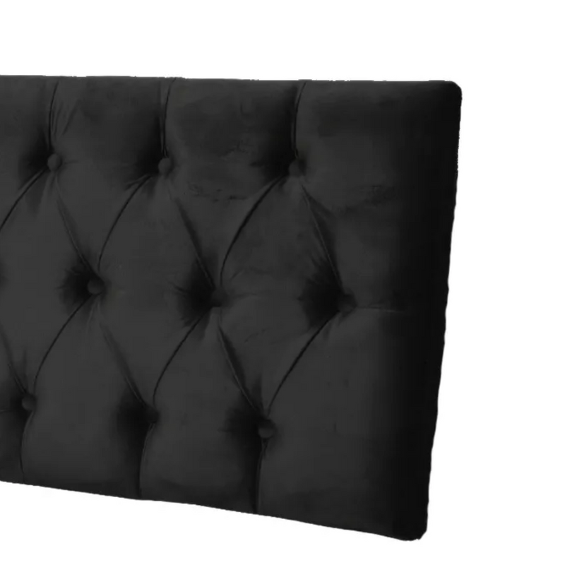 Respaldo Elegante King Capitone 180x60 CM Negro Felpa Botones