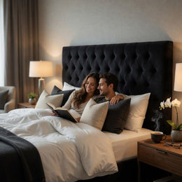 Respaldo Elegante King Capitone 180x60 CM Negro Lino