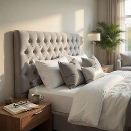 Respaldo Elegante Super King Capitone 200x60 CM Gris Claro Lino