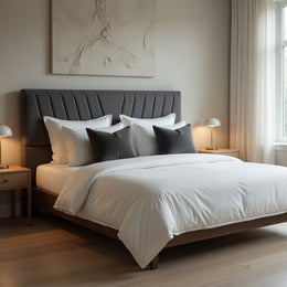 Respaldo Elegante Super King Capitone 200x60 CM Gris Oscuro Lino