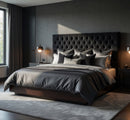 Respaldo Elegante Super King Capitone 200x60 CM Negro Lino