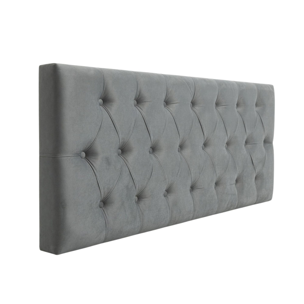 Respaldo Elegante 1 Plaza Capitone 105x60 CM Gris Azulado Felpa