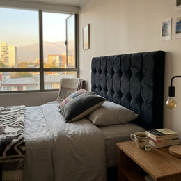 Respaldo Elegante 1 Plaza Capitone 105x60 CM Gris Oscuro Felpa Botones