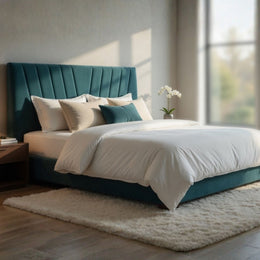 Respaldo Elegante 1 Plaza Capitone 105x60 CM Turquesa Felpa