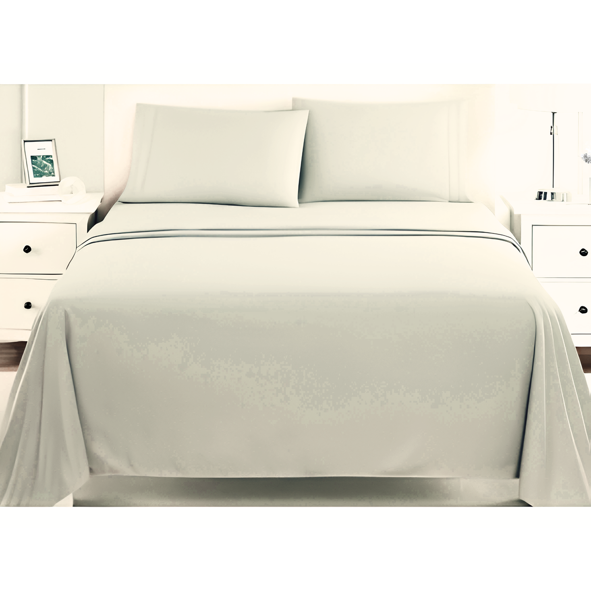 Juego Sábanas Hotel Ultra Suave Microfibra + 2 Fundas Bordadas King Blanco
