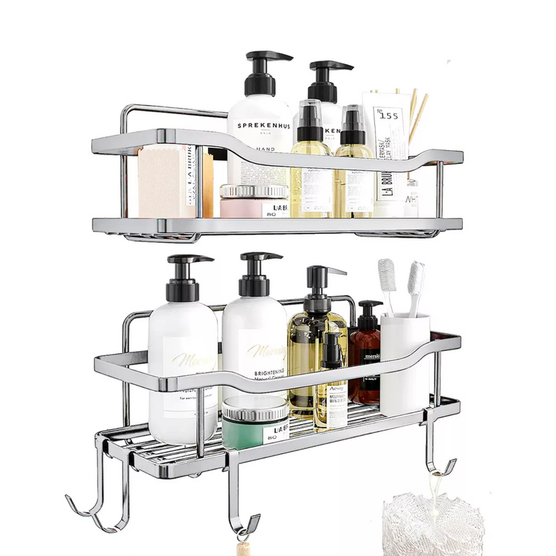 Organizador Ducha Baño Adhesivo 2 Repisas 13x31x7.5 CM Gris