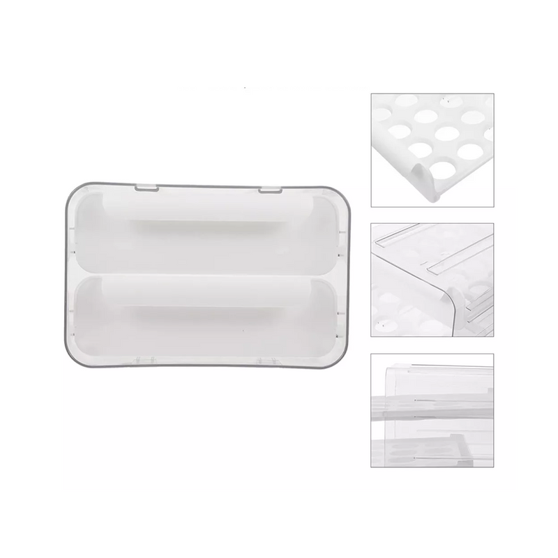 Organizador Portahuevos 2 Niveles 32 Huevos 26x23 CM Blanco