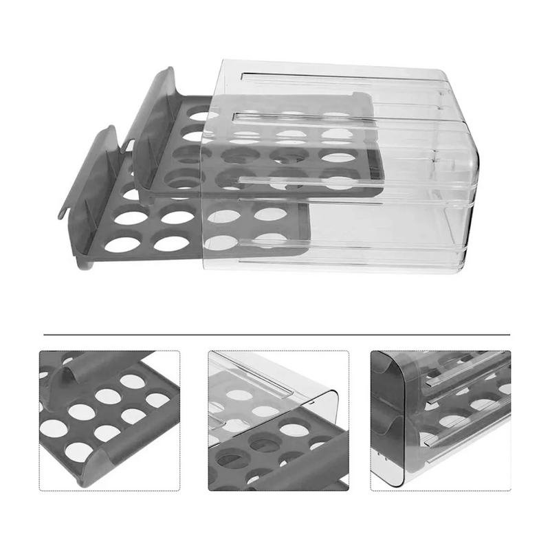 Organizador Portahuevos 2 Niveles 32 Huevos 26x23 CM Gris