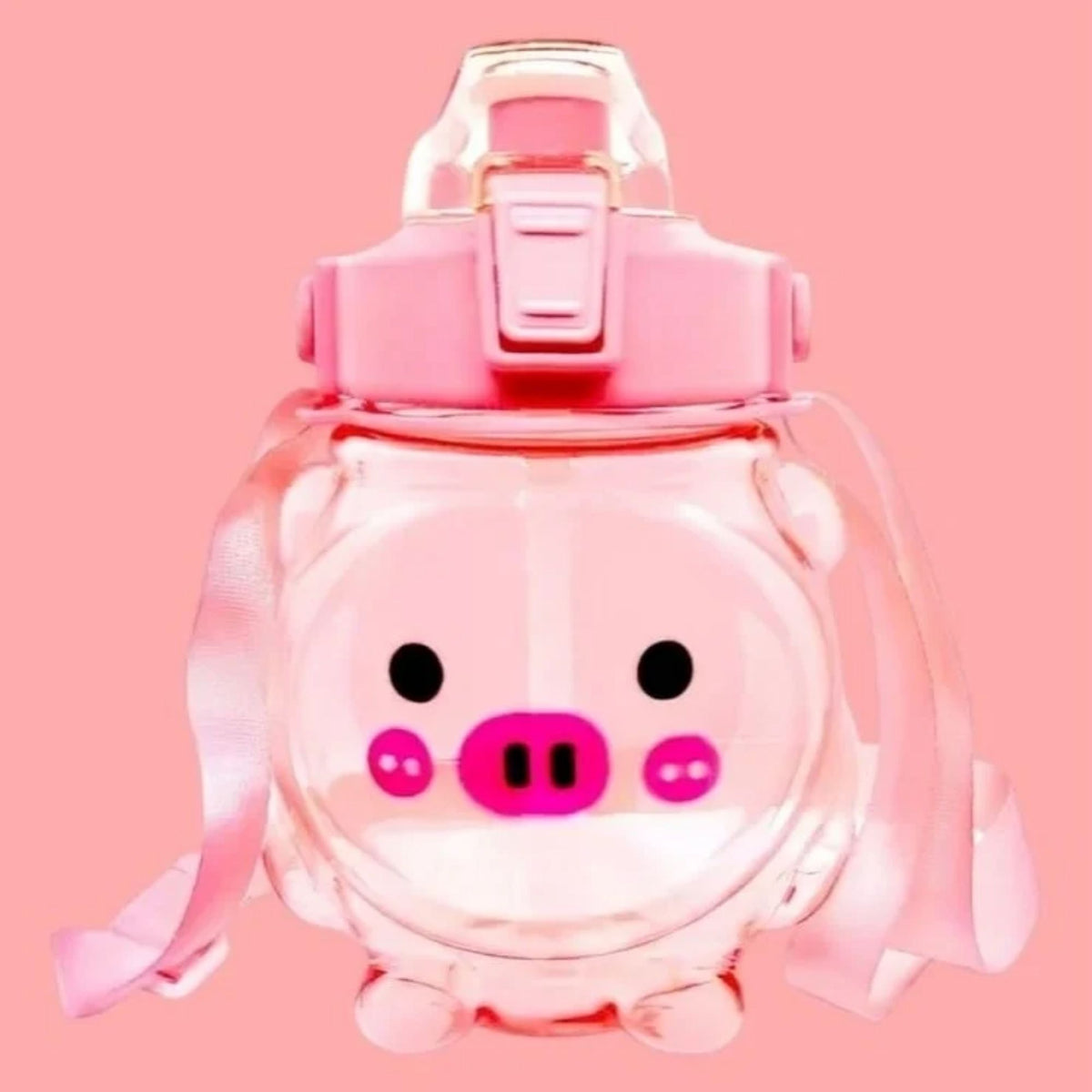 Botella Agua Antiderrame Kawaii Sticker Correa 1000 ML Rosado