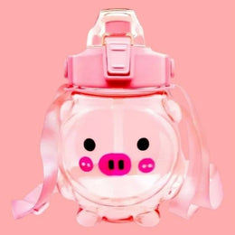Botella Agua Antiderrame Kawaii Sticker Correa 1000 ML Rosado