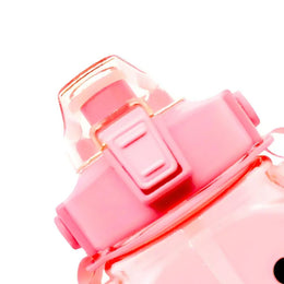 Botella Agua Antiderrame Kawaii Sticker Correa 1000 ML Rosado