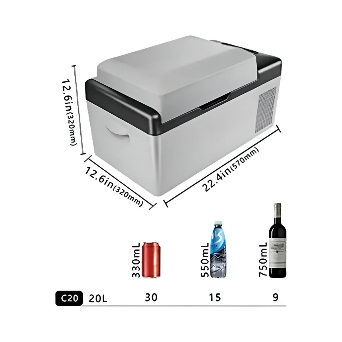 Mini Cooler Refrigerador Portátil 12 V 20 LT