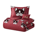 Cubrecama Verano Delgado 1,5 Plazas Perro 1 Funda Rojo