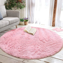 Alfombra Peluda Super Suave Redonda 1 MTS Rosa