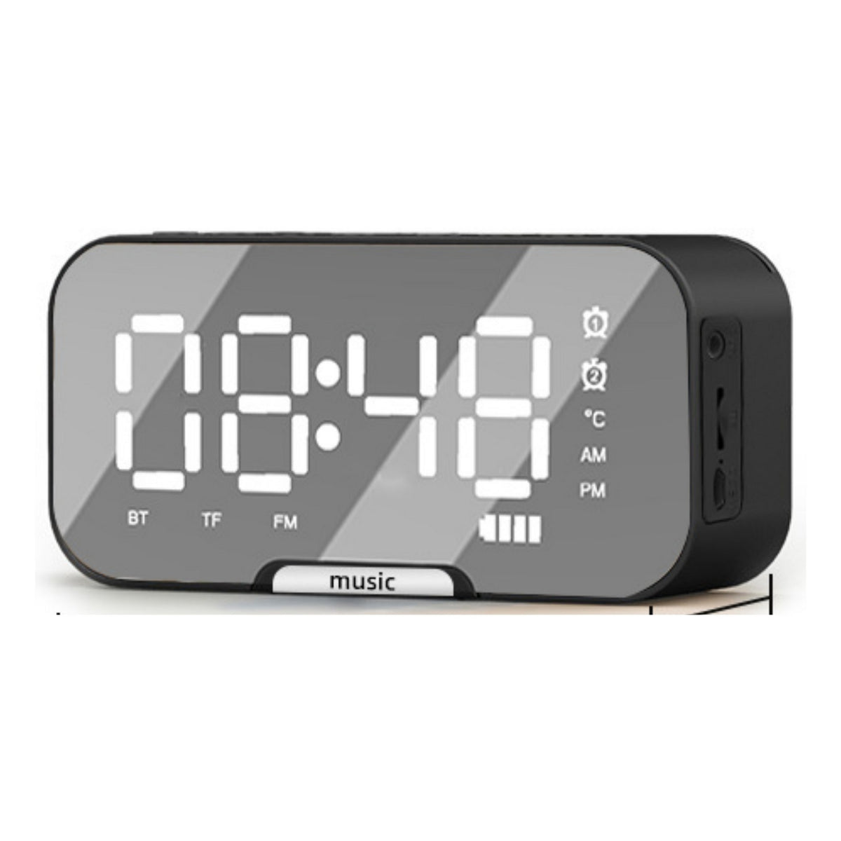 Radio Reloj Despertador Digital Parlante Bluetooth Espejo Negro