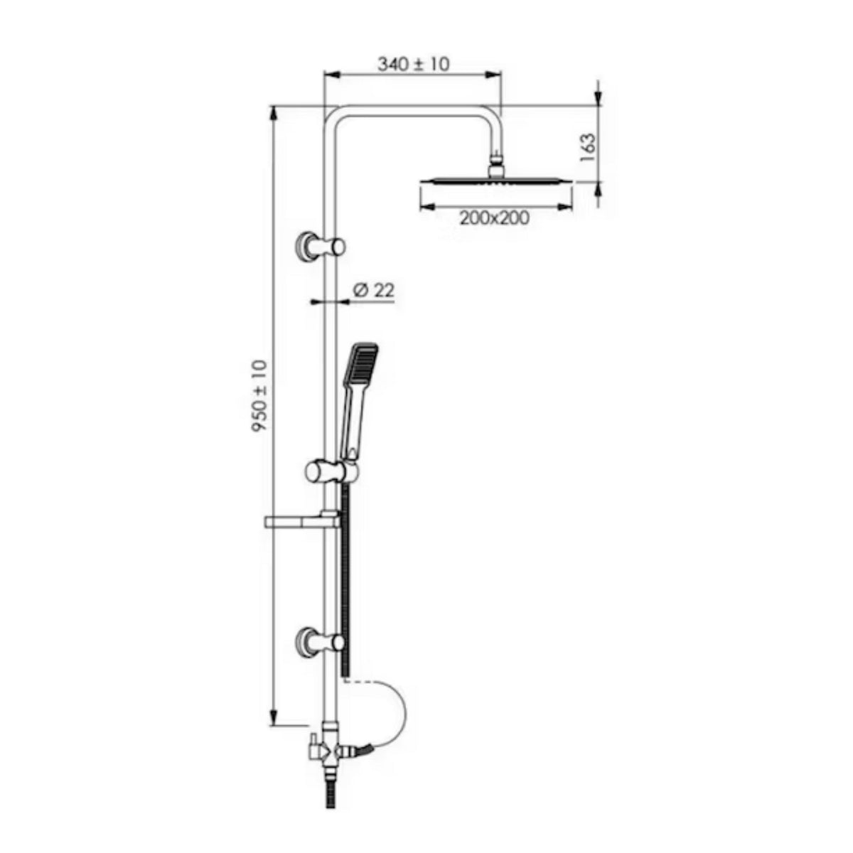 Columna Ducha Plato Plano Moderna Metal Cromado