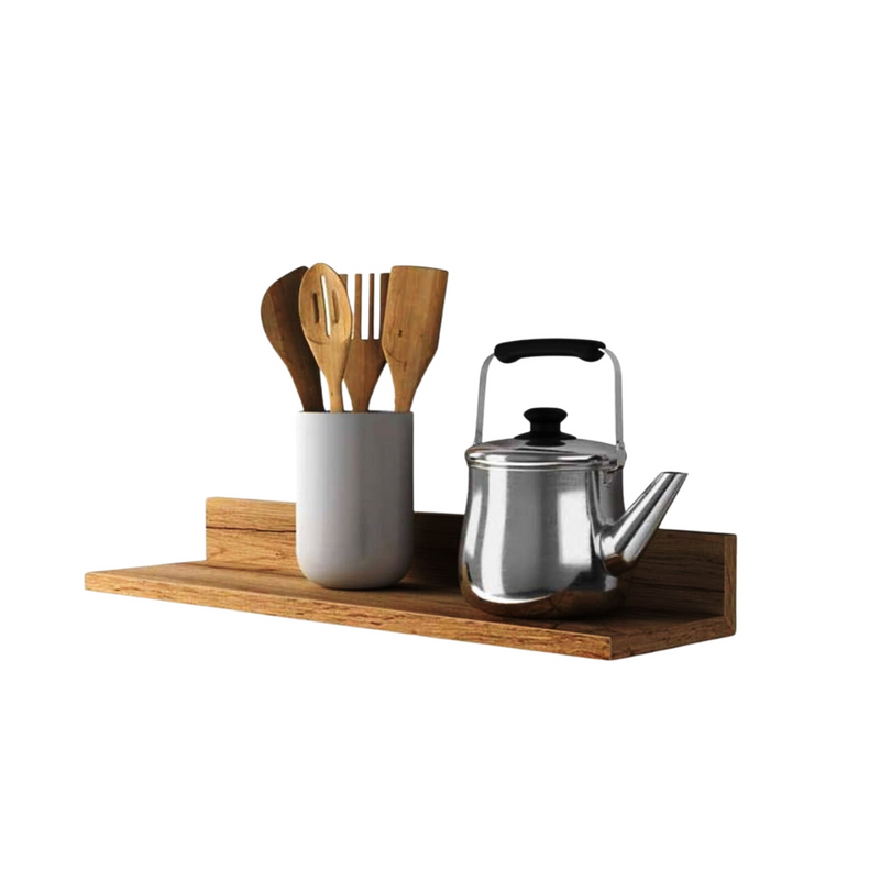 Set 4 Repisas Flotantes Rectas Soporte Café Claro 2x 40 CM - 2x 60 CM