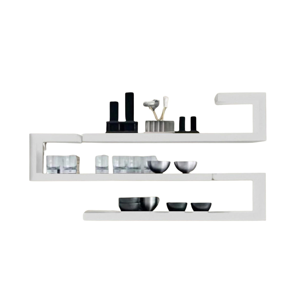 Juego Repisas Flotantes Madera Geo Blanco 95x45x15 CM