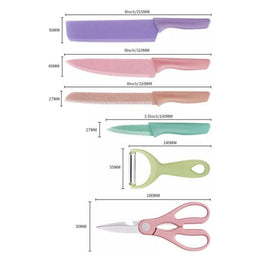 Set Cuchillos Acero Inoxidable 6 Piezas Colores