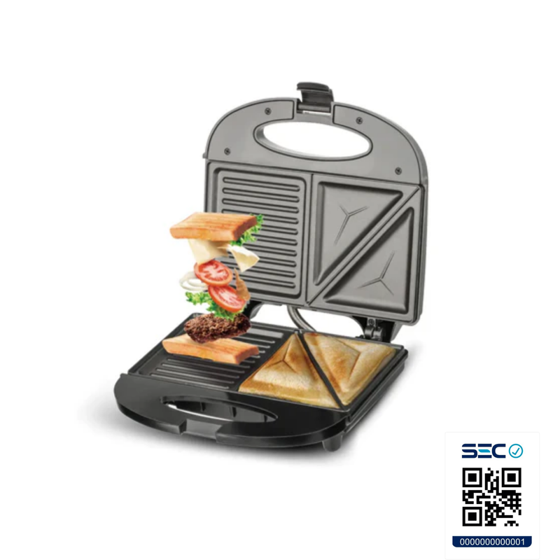 Maquina Plancha Tostadora Sandwichera Eléctrica 850 Watt Negro