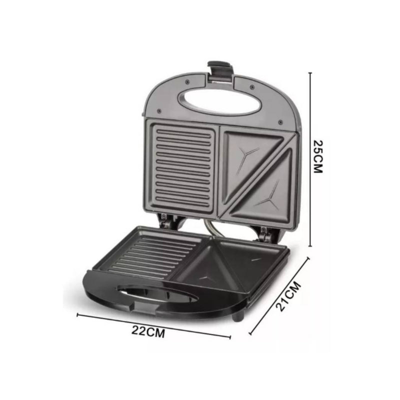 Maquina Plancha Tostadora Sandwichera Eléctrica 850 Watt Negro