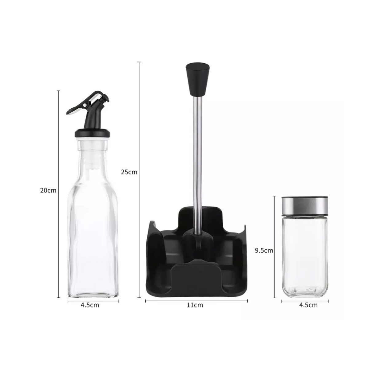 Set Alcuza Dispensador 4 Piezas Vidrio 100 ML