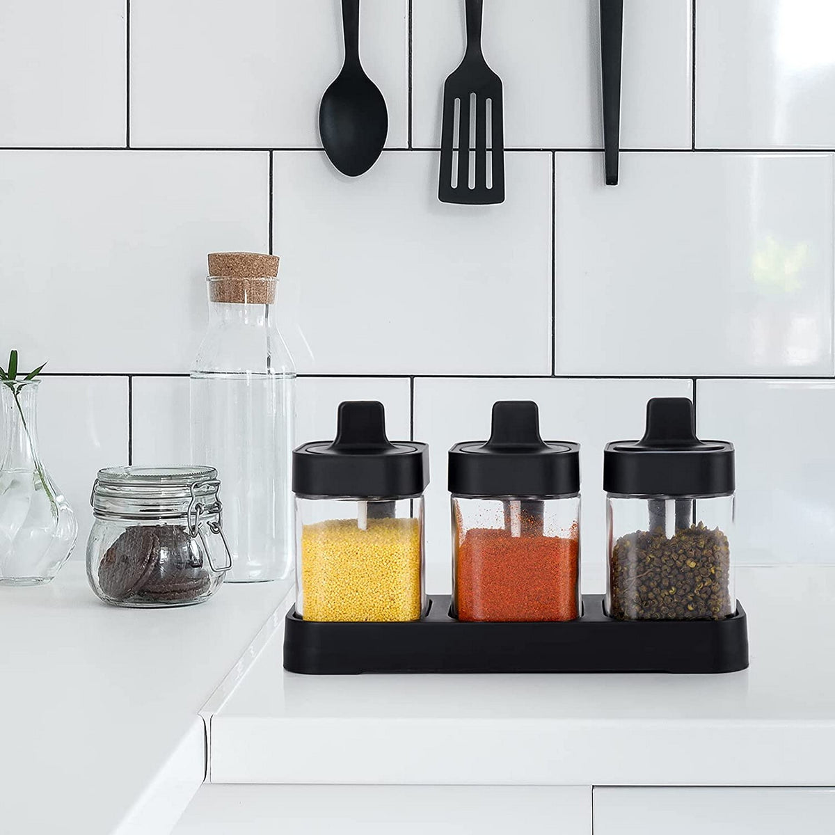 Organizador Especias Condimentos 3 Piezas Cuchara Tapa 400 ML