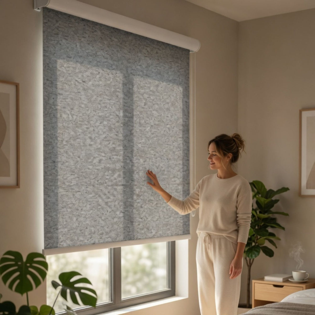 Cortina Roller Blackout Gris Diseño Jaspeado 150x240 CM