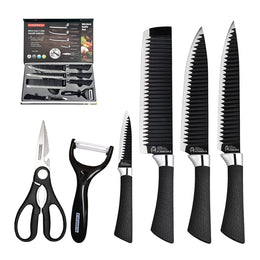 Set Cuchillo Acero Inoxidable 6 Piezas Antibacterial Negro