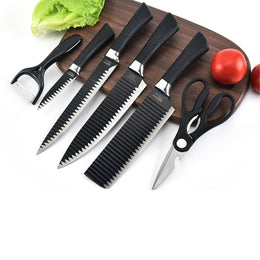 Set Cuchillo Acero Inoxidable 6 Piezas Antibacterial Negro