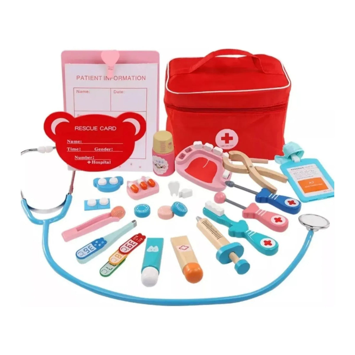 Set 24 Piezas Juego Doctor Dentista Infantil Madera