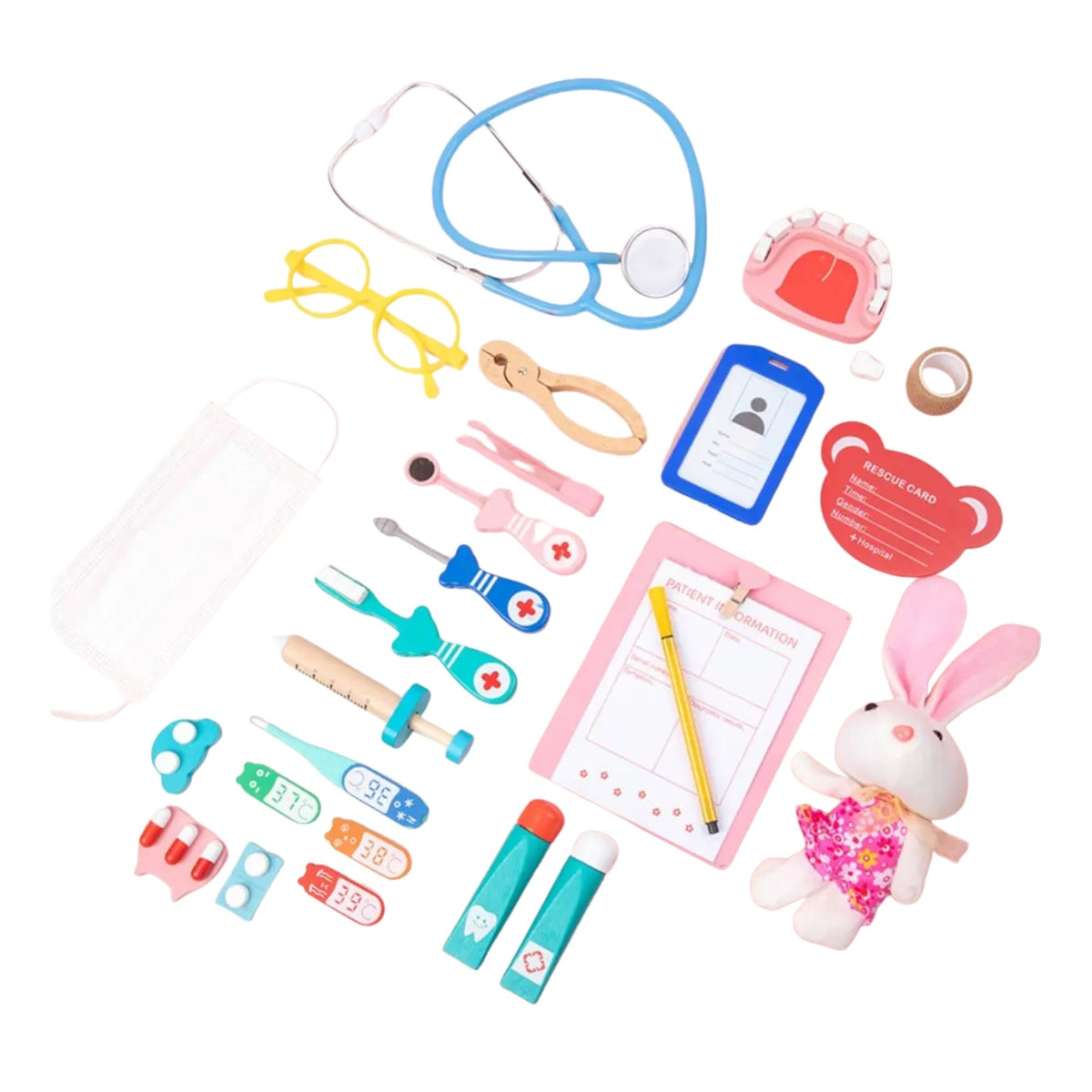 Set 24 Piezas Juego Doctor Dentista Infantil Madera
