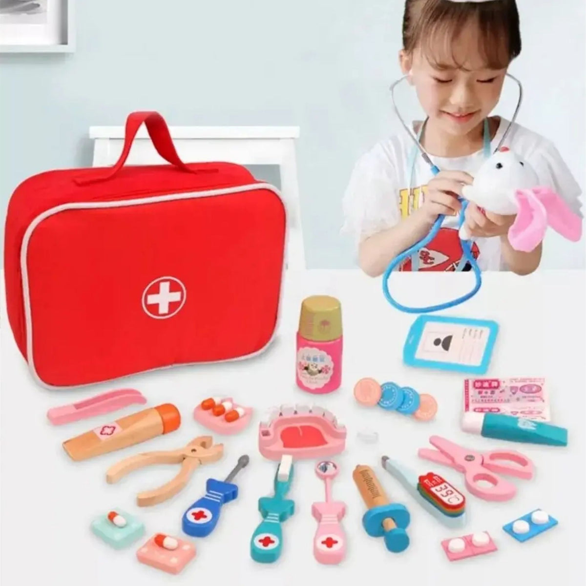 Set 24 Piezas Juego Doctor Dentista Infantil Madera