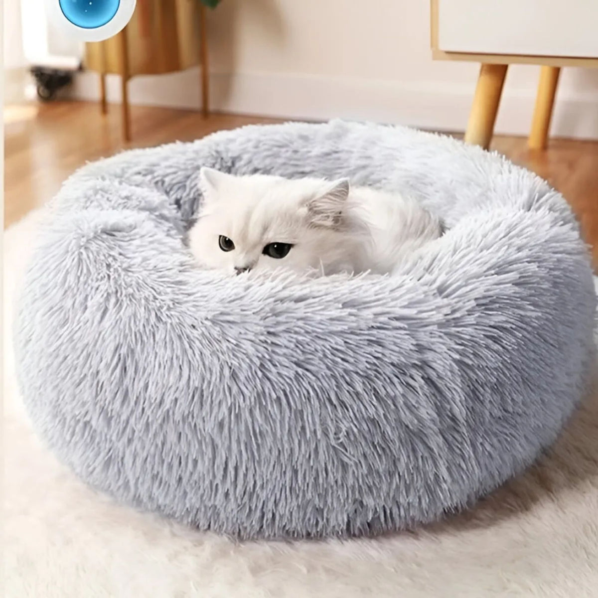 Cama Peluda Mascota Ultrasuave Gato Perro 70x70 CM Gris