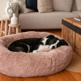 Cama Peluda Mascota Ultrasuave Gato Perro 70x70 CM Rosa