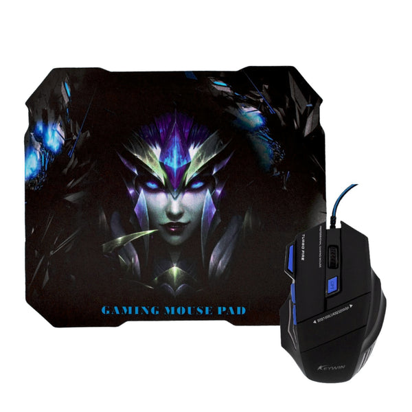 Kit Mouse Gamer Mousepad Ergonómico Azul