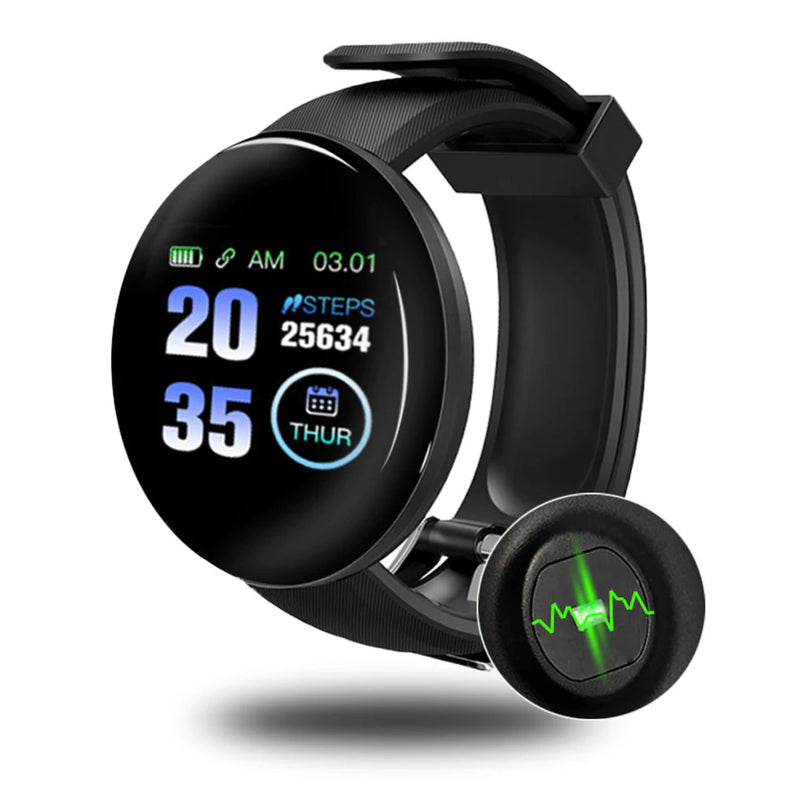 Reloj Smart Band Carga USB Redondo Negro