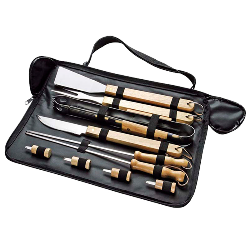 Set Maletín Asado Parrilla Negro 10 Herramientas