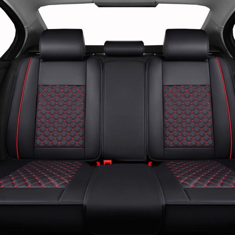 Funda Asiento Auto Premium Eco Cuero Lisboa Negro Rojo