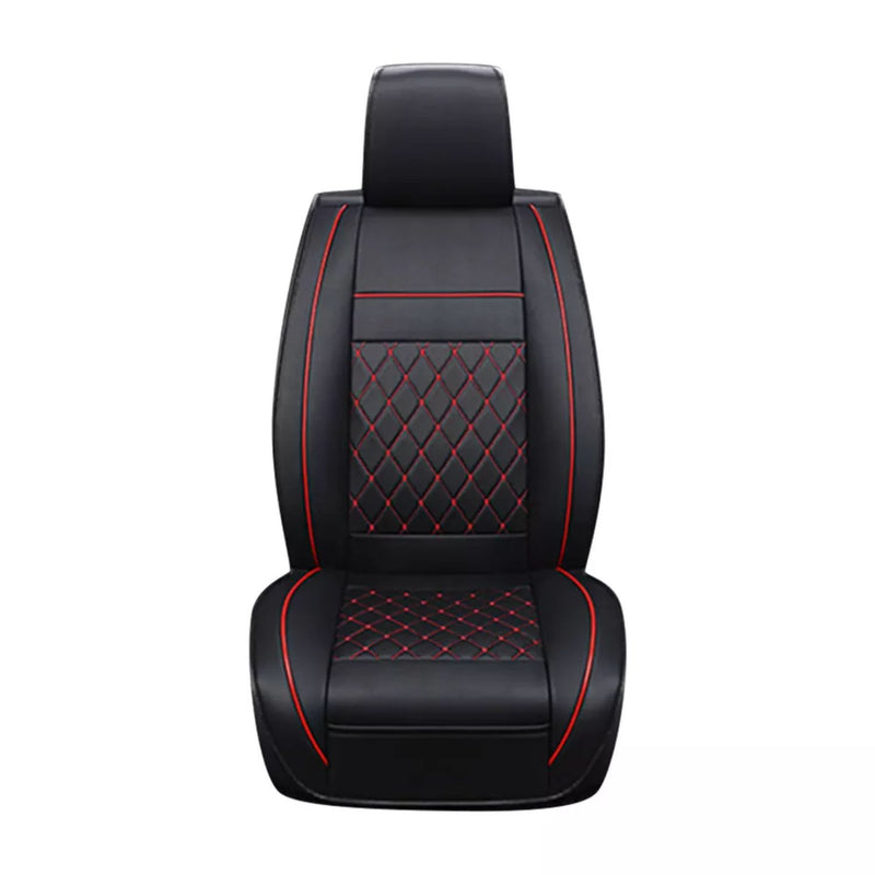 Funda Asiento Auto Premium Eco Cuero Lisboa Negro Rojo