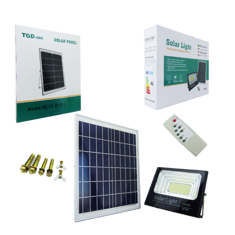 Foco Solar 300 LED 150 Watt Panel Solar Control Remoto