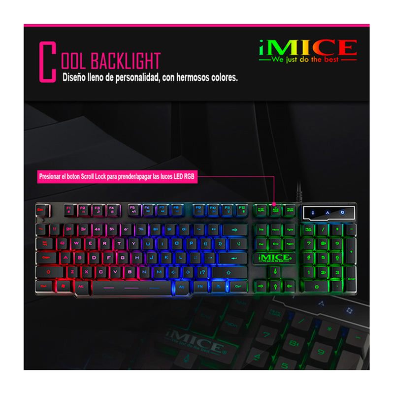 Kit Gamer Teclado + Mouse RGB Colores