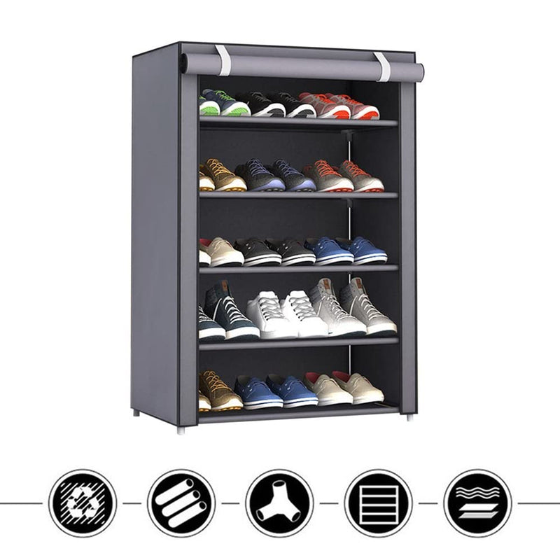 Zapatero Organizador Hogar Tela 5 Niveles 92x60x30 CM Gris